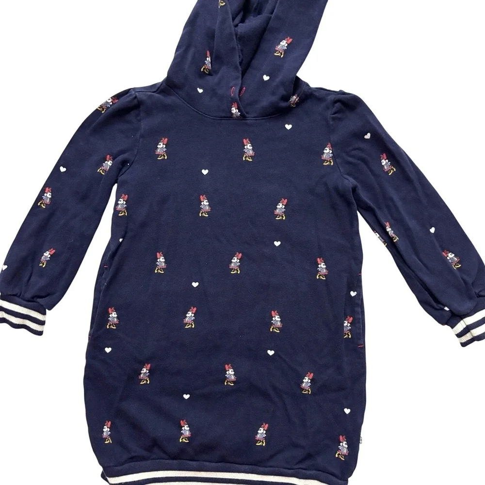 GapKids × Disney Size Small 6-7 Minnie Mouse Navy Blue Hoodie‎ Dress Pockets